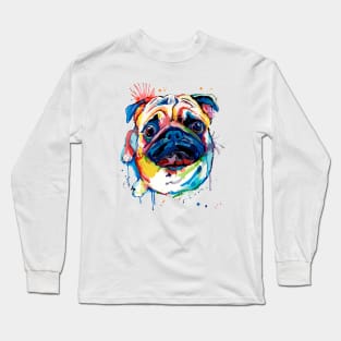 Bright Rainbow Pug Long Sleeve T-Shirt